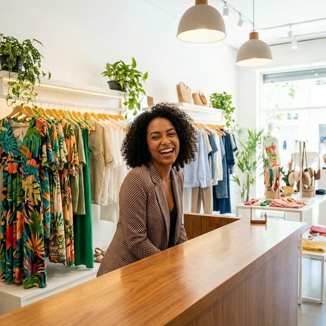 Dona Feliz de Comércio Fechando Caixa