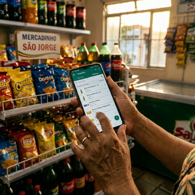Verificando o inventário inteiro e marcando a matemática divisória dos fretes pesados via app cel.